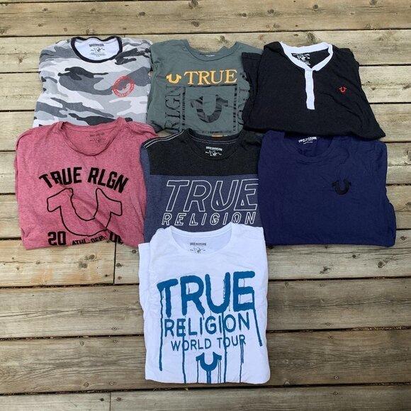 LOT OF 7 True Religion T Shirts XL - Picture 1 of 4